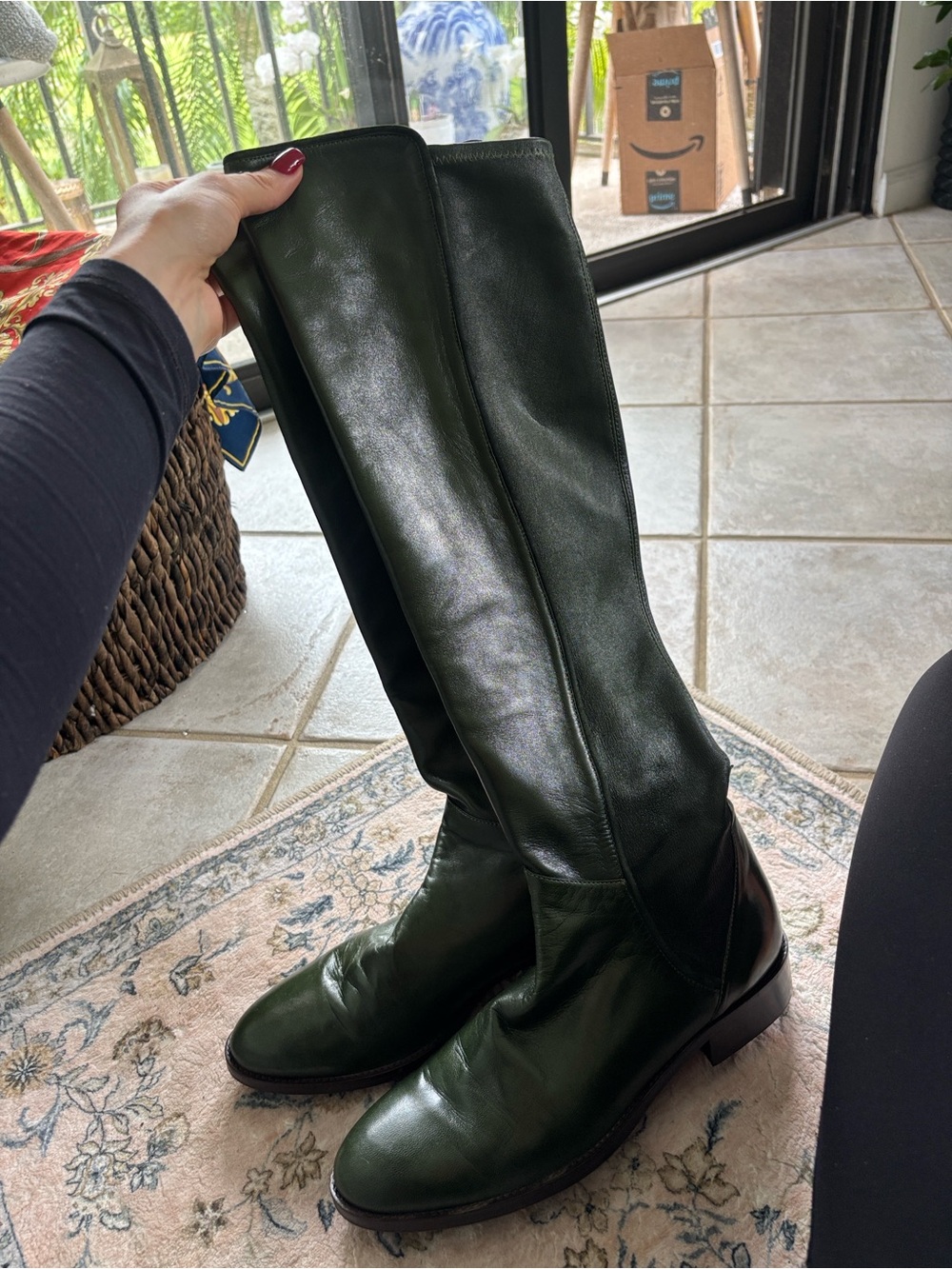 Women's Over-the-Knee Heeled Boots in Dark Green